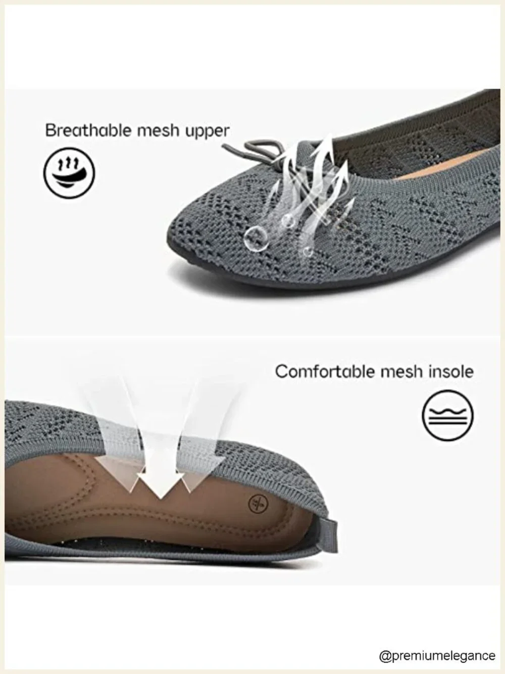 Crochet Lace Ballet Flats with Memory Foam Insole - Breathable & Lightweight